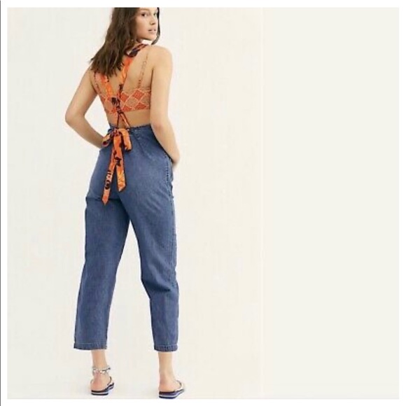 FREE PEOPLE JOYRIDE CROPPED DENIM JUMPSUIT - Picture 2 of 12